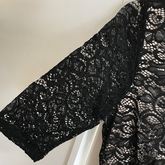 EN FOCUS STUDIO Lace Overlay Midi Dress Black Women’s Size 8 - Picture 6 of 16
